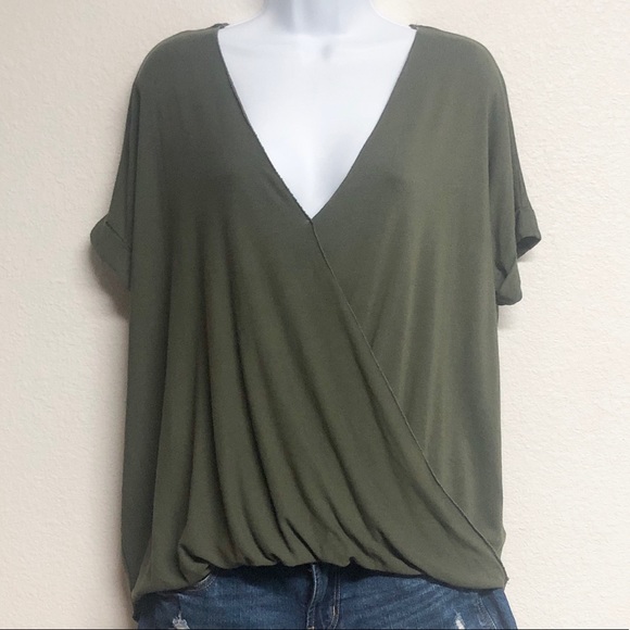 Olive Green Eden In Love Wrap Top - Picture 3 of 6